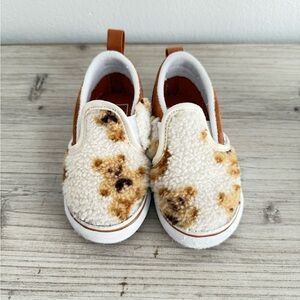 Vans White and Brown Artistic Slippers